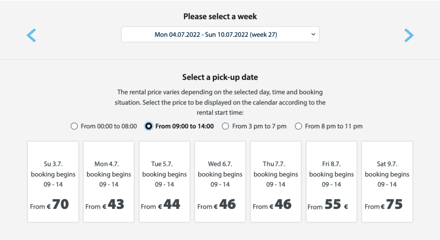 Image from Pakuovelle’s booking page. They communicate clearly to their customers that they use dynamic pricing.